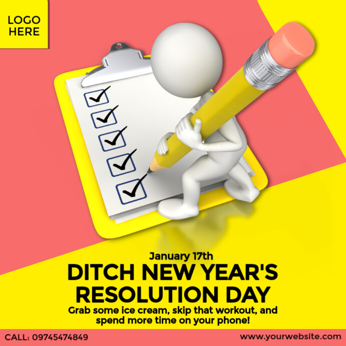 Ditch New Year's Resolution Day Template | PosterMyWall