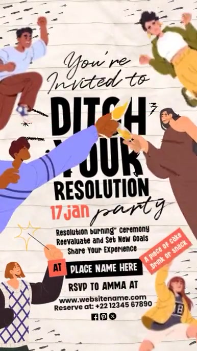 Modèle Ditch Your Resolution Party Template | PosterMyWall