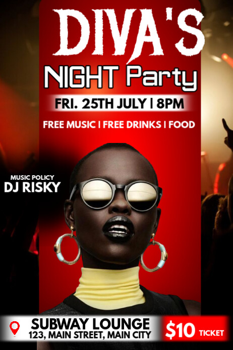 diva's night party Cartaz template