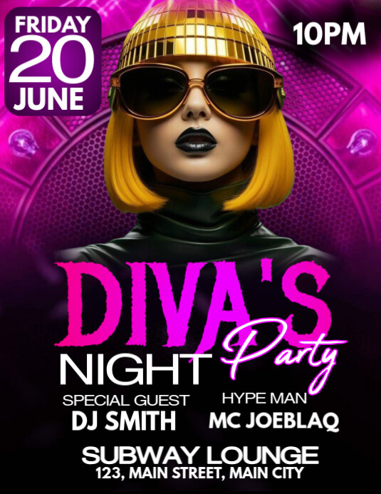 diva's night party Folheto (US Letter) template