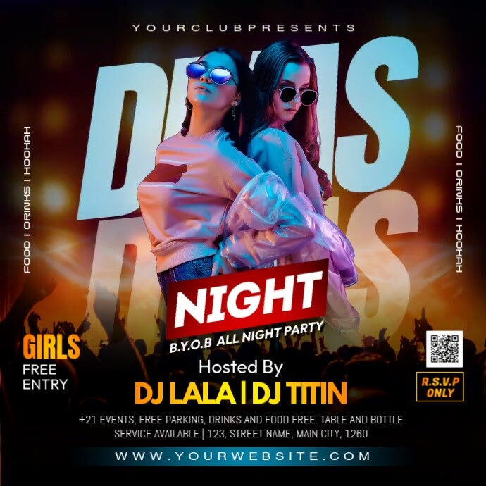 Divas Night Party Poster template