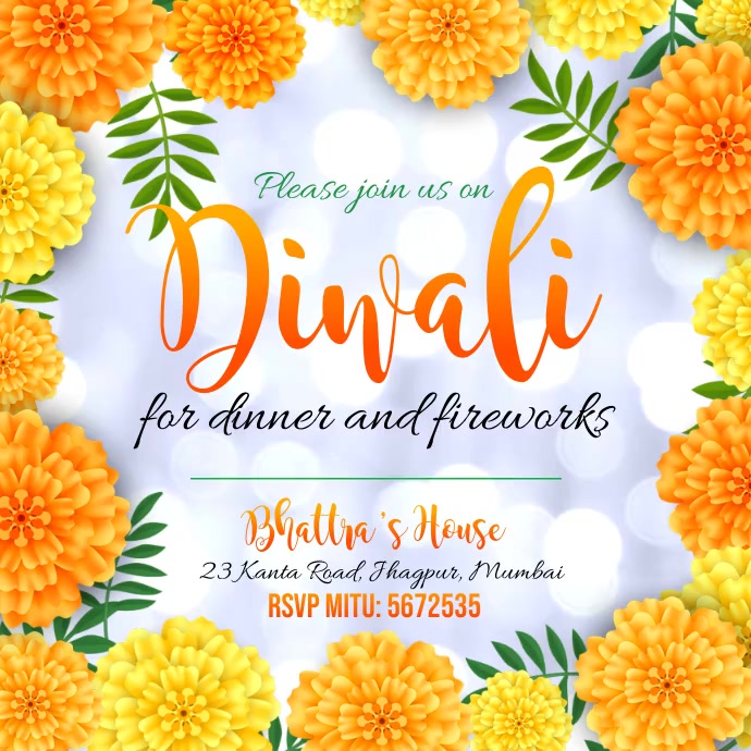 Diwali, Invitation Instagram Plasing template