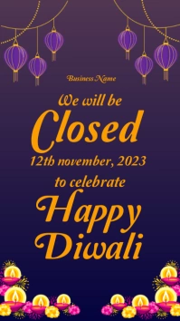 diwali celebration,diwali business closing ad Instagram Story template