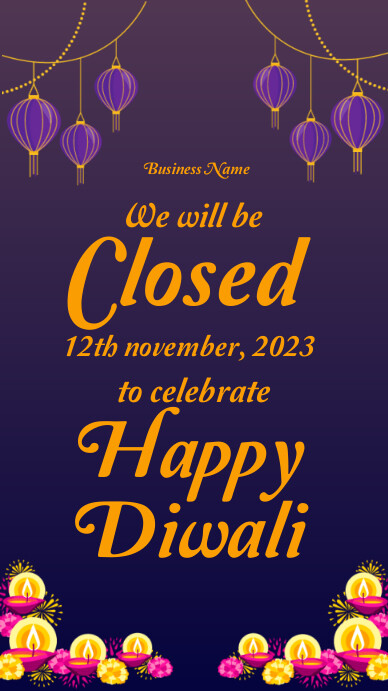 diwali celebration,diwali business closing ad Instagram Story template