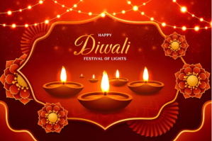 红色 Diwali Celebration Etiket Template