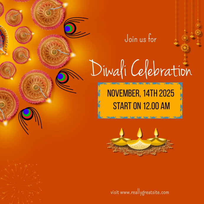 Diwali celebration invitation template Publicação no Instagram