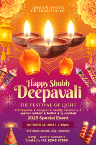 Diwali Celebration Invitation Template โปสเตอร์