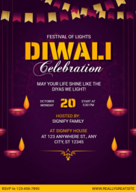 Diwali Celebration Party Invitation A6 template