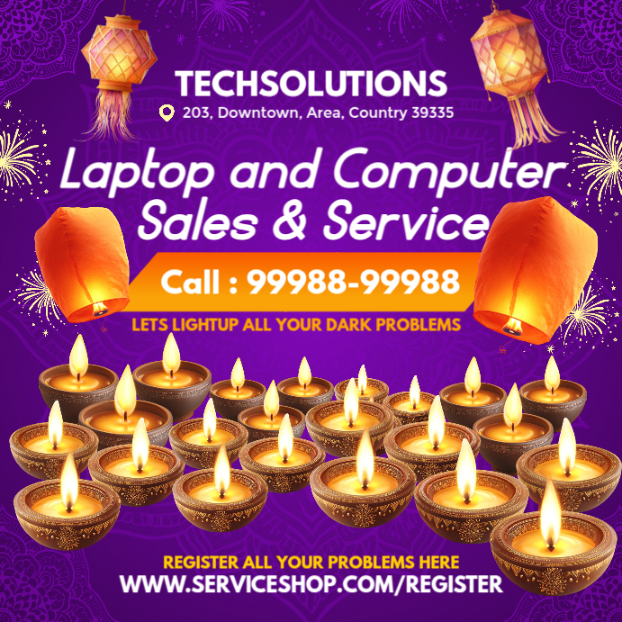 Diwali Computer Sale & Service Post Template | PosterMyWall