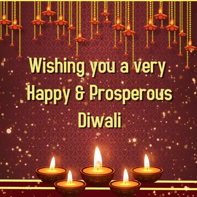 Diwali graphic video with lamp Square (1:1) template