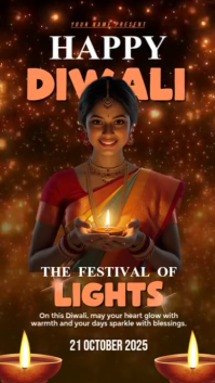 Marron Diwali Celebration Digitalt display Template