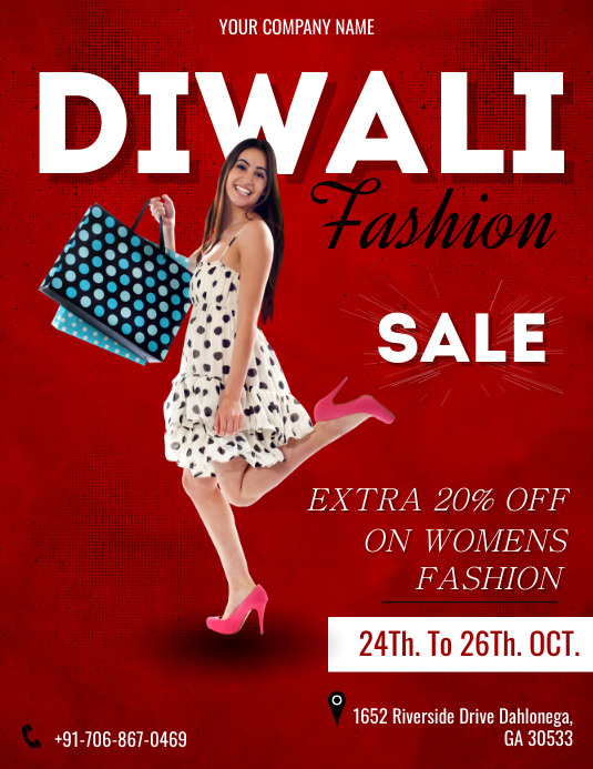 Diwali Sale Extra 20% Off On Women's Fashion Flyer (US Letter) template