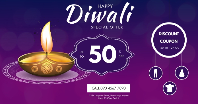 DIWALI SALE FLYER Gedeelde afbeelding op Facebook template