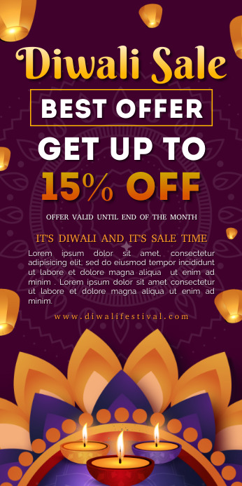 Diwali Sale - Roll Up Banner (3ft x 6ft) template