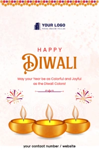 Diwali Wishes Flyer Half Page Wide template