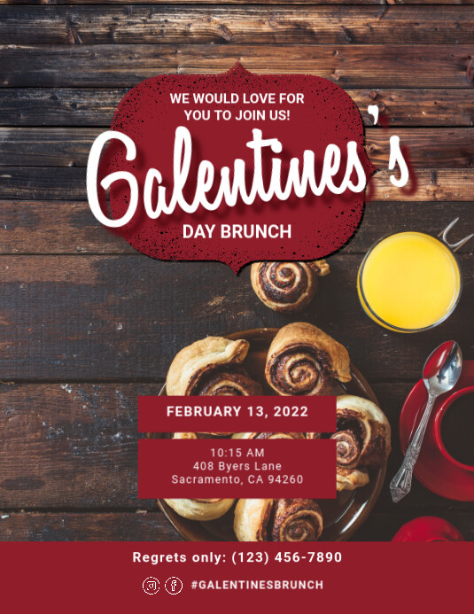 diy galentine's day brunch invitation Flyer (US Letter) template