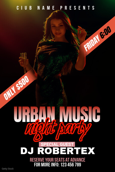 DJ Club Banner แบนเนอร์ 4' × 6' template