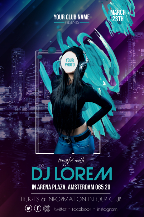 Dj Disco Party Night Flyer Poster Template Postermywall