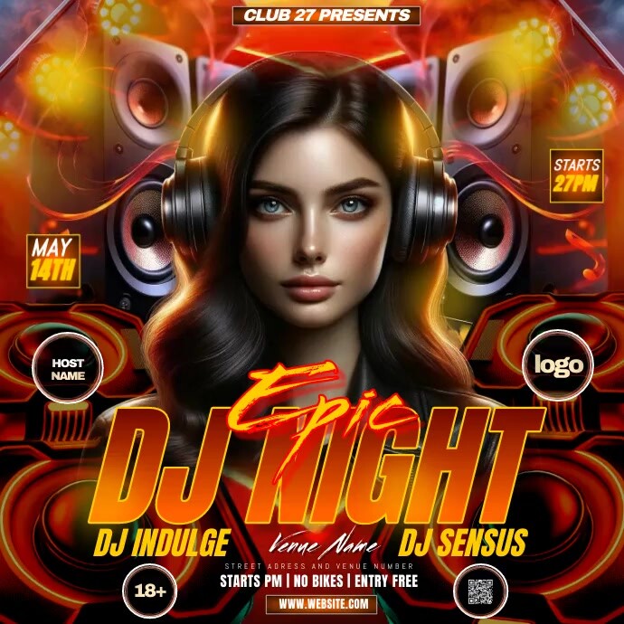 Advert Day Rave Black Dj Night Instagram Ad Template | PosterMyWall