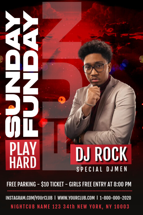 Dj Flyer Template (3) Banner 4' × 6'