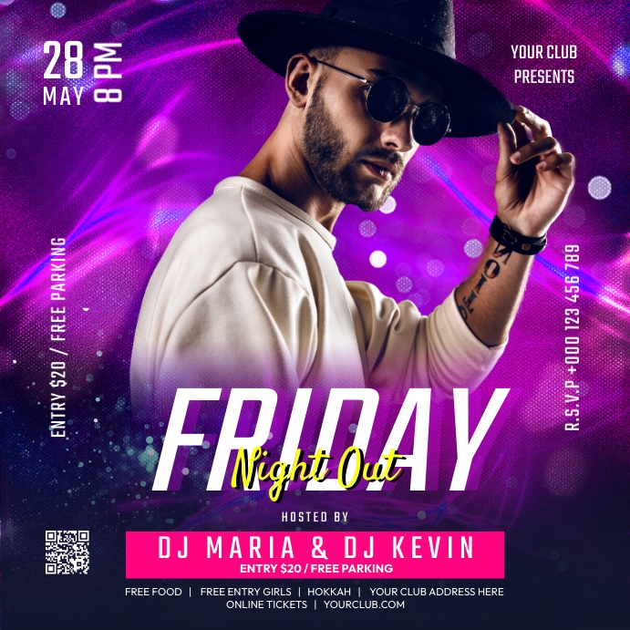 DJ Instagram Post, Party Flyer Social Media Template PosterMyWall