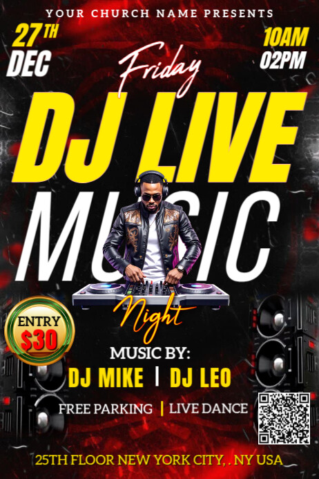 DJ LIVE MUSIC Club Night Party performance advertisement flyer poster ...