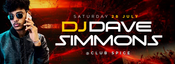 Dj Live night club performance event Facebook group page cover design Editable template