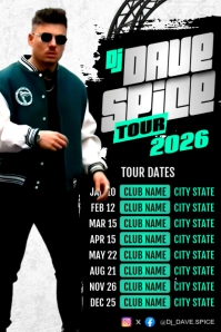 Dj Live tour Performance calendar dates concert festival event invitation flyer template Instagram Poster