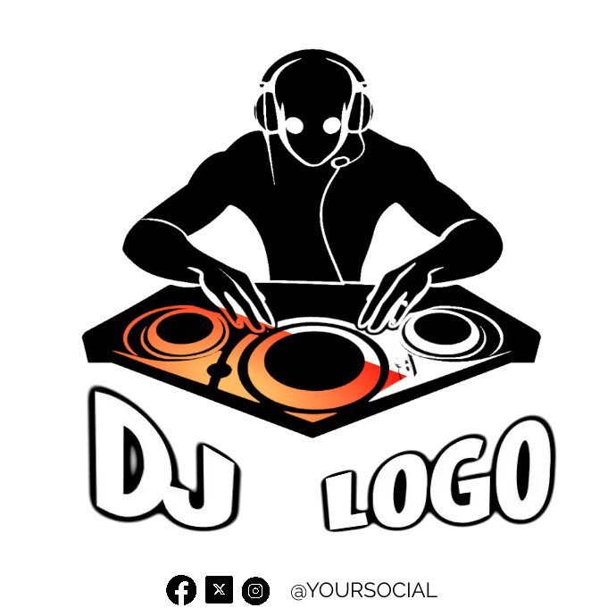 dj logo, disk jockey logo, music producer log Logotyp template
