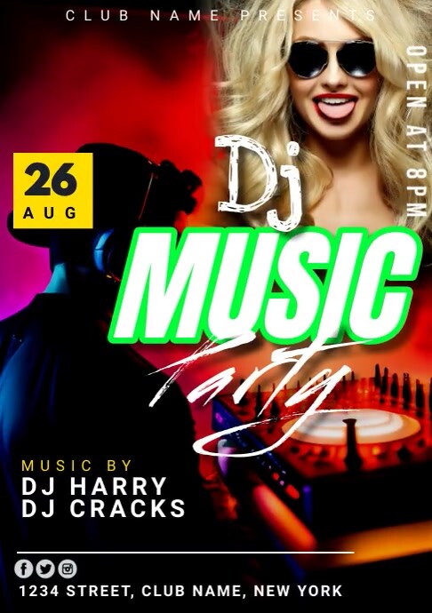 Dj Design Printable DJ MUSIC PARTY Template | PosterMyWall