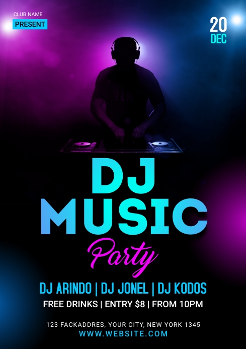 Dj Design Printable Dj Music Party Template | PosterMyWall