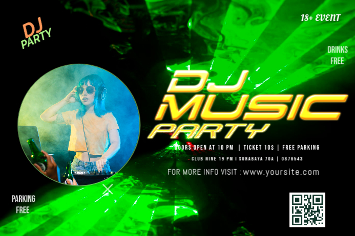 Black Dj Music Party Labels Template | PosterMyWall