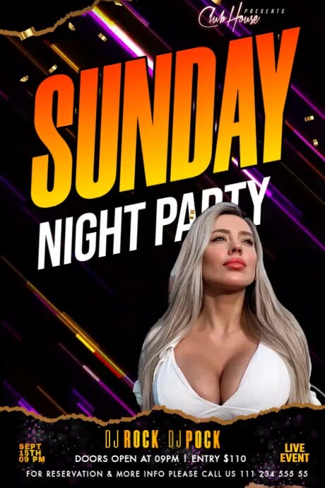 Dj night club bar party flyer Cartaz template