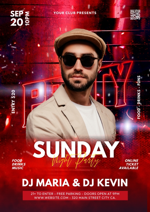 DJ Night Party, Night Party Flyer, Poster A2 template