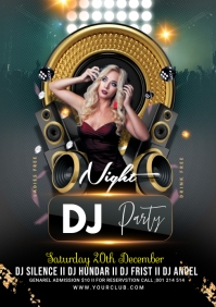 dj night party flyer A3 template