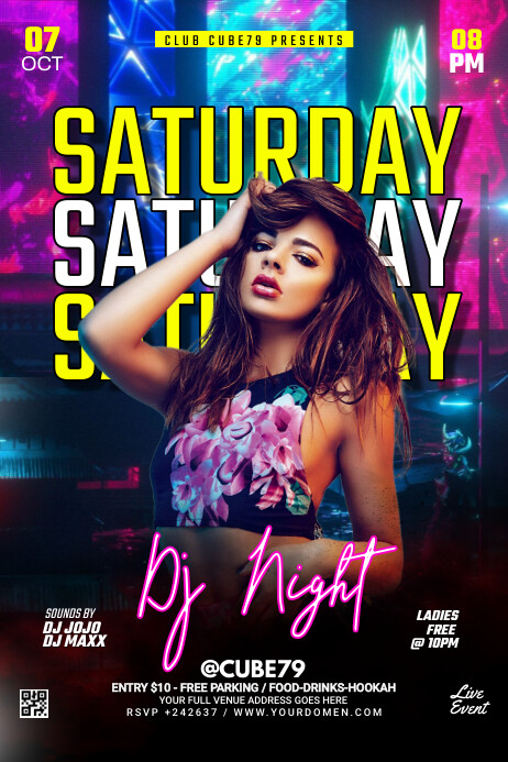 DJ night saturday Poster template