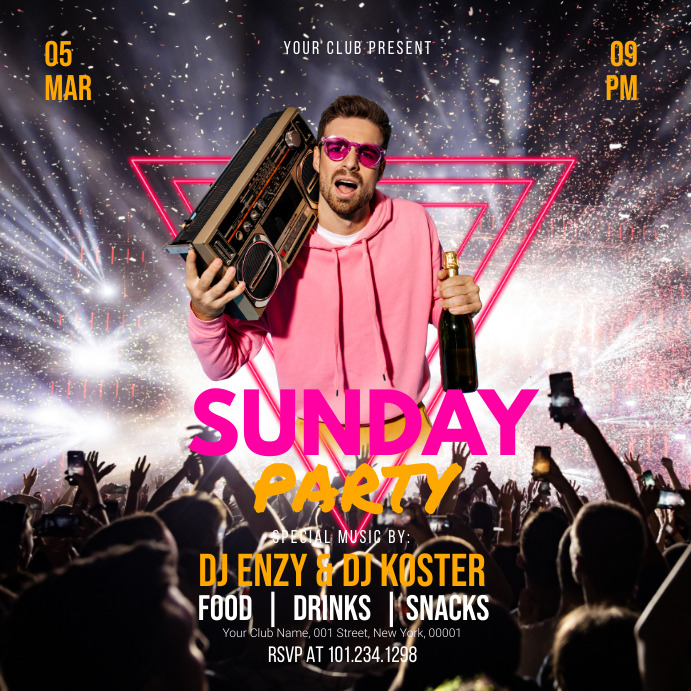 DJ Party Poster Flyer Publicação no Instagram template