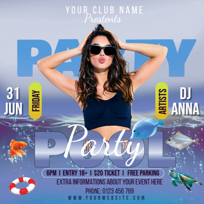 Pool Dj Layout Dj Pool Party Template | PosterMyWall