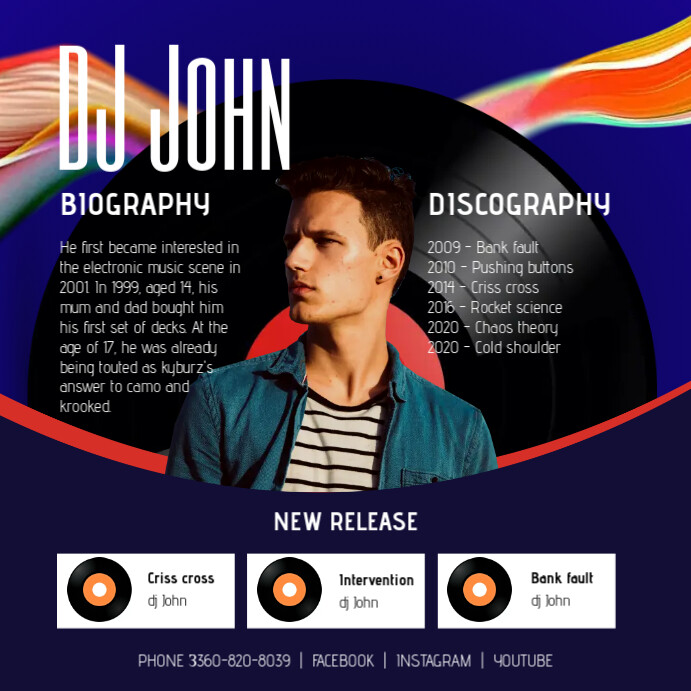DJ Profile Press Kit Instagram Template | PosterMyWall dj-profile-press-kit-instagram-template-postermywall