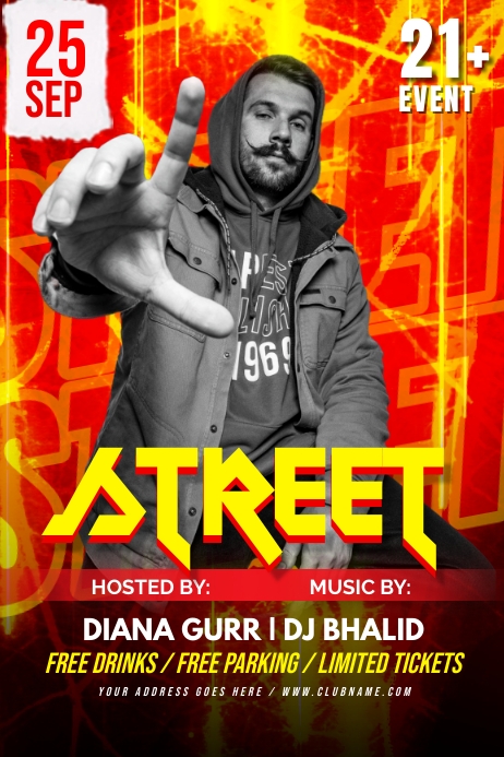 Dj Street Event Party Poster template