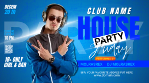 Niebieski House Party YouTube-miniature Template
