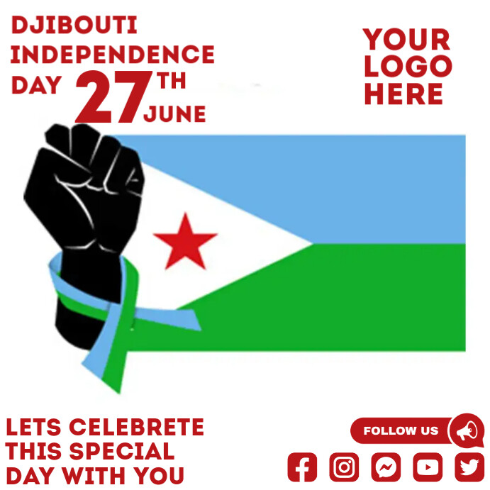 Djibouti independence day Instagram Post template