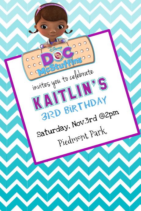 Doc Mcstuffins Invitation Template Postermywall