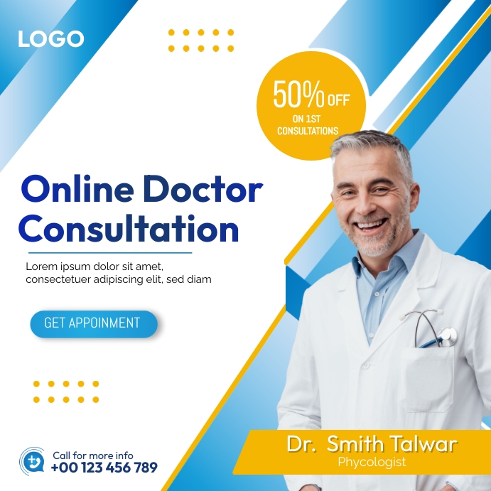Doctor Consultant Ads Template | PosterMyWall