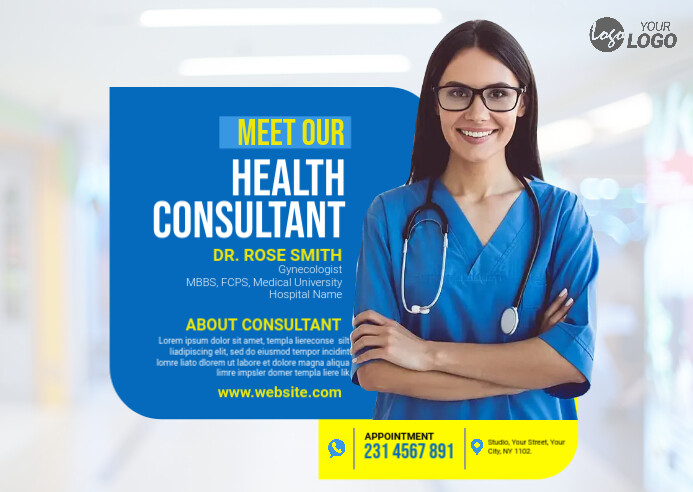 Simple Doctor Introduction Graphics โฆษณาแนะนำแพทย์ เทมเพลต | PosterMyWall