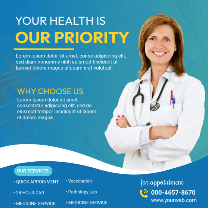 Doctor Advertisement. Post Doctor promotional ad social media post Templat | PosterMyWall