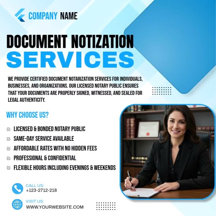 Document notirization services Instagram Post template
