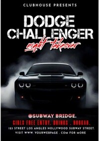 dodge challenger night , cars events flyers A4 template