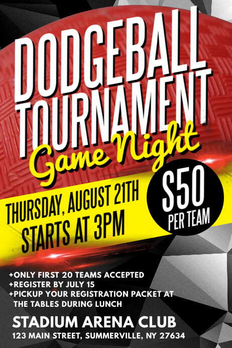 Dodgeball Tournament Poster Template Postermywall