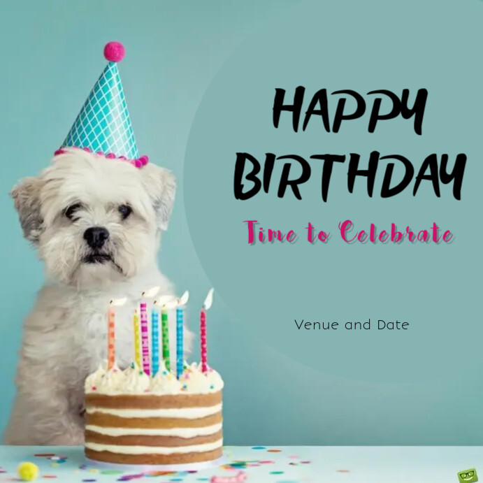 dog birthday invitation Publicação no Instagram template